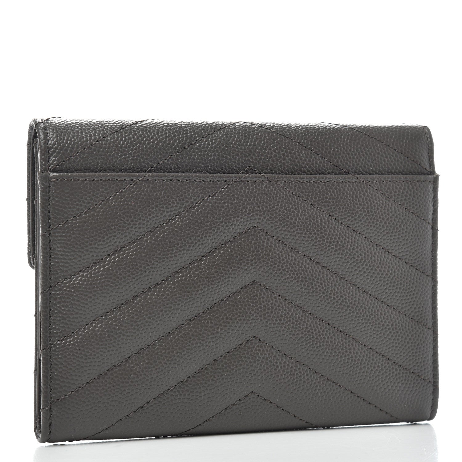 Saint Laurent Grain De Poudre Matelasse Chevron Small Monogram Passport Case Earth 3 of 6
