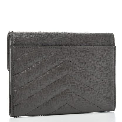 Saint Laurent Grain De Poudre Matelasse Chevron Small Monogram Passport Case Earth 3 of 6