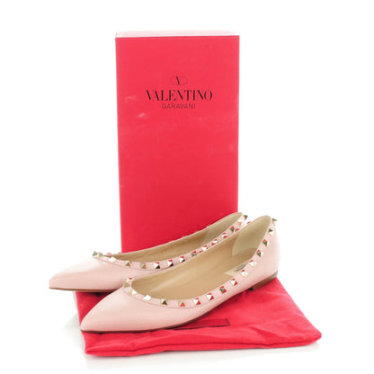 Valentino Garavani Pebbled Calfskin Rockstud Ballerina Flats 40.5 Water Rose 6 of 9