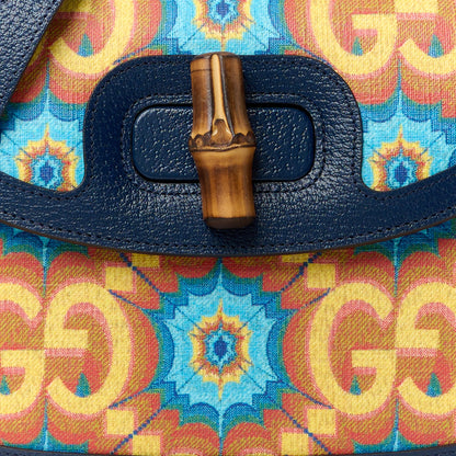 Gucci Calfskin Kaleidoscope Medium Bamboo 1947 Top Handle Bag Blue Orange Multicolor Blue Agata 8 of 13