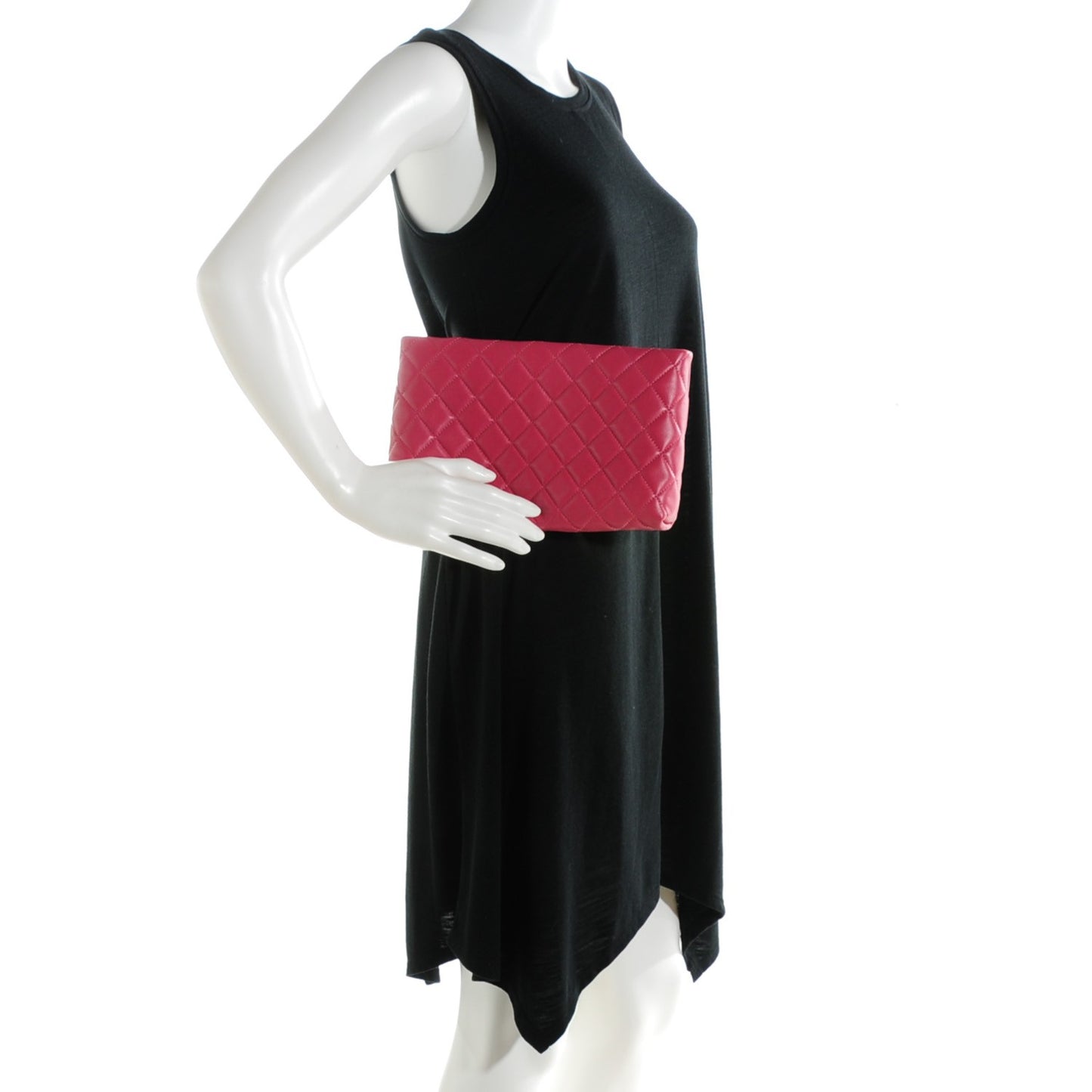 Lambskin Quilted Clutch Dark Pink