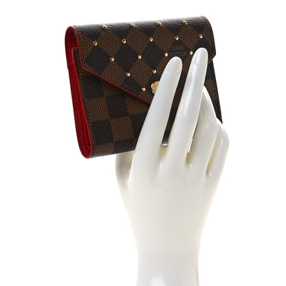 Louis Vuitton Damier Ebene Studded Victorine Wallet Cherry 2 of 7