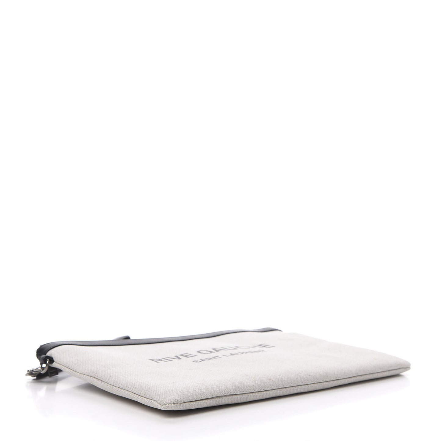 Linen Canvas Rive Gauche Zipped Pouch Optic White