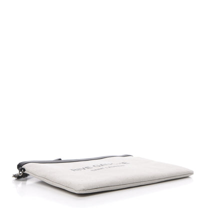 Saint Laurent Linen Canvas Rive Gauche Zipped Pouch Optic White 4 of 8