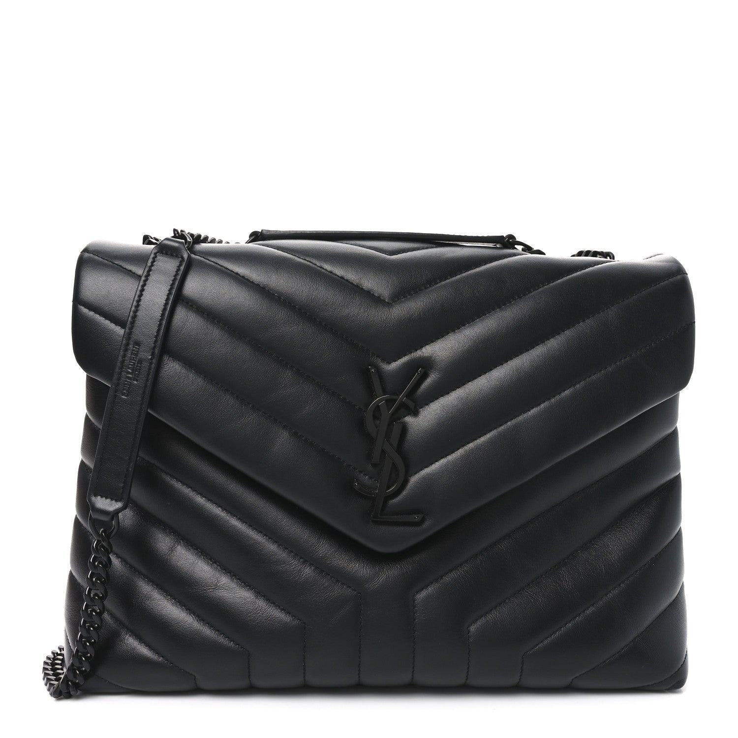 Saint Laurent Calfskin Y Quilted Monogram Monochrome Medium Loulou Chain Satchel Black 1 of 10