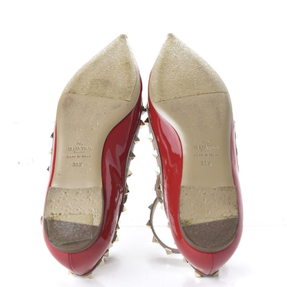 Valentino Garavani Patent Nappa Rockstud Cage Ballerina Flats 38.5 Rosso Valentino Poudre 5 of 8