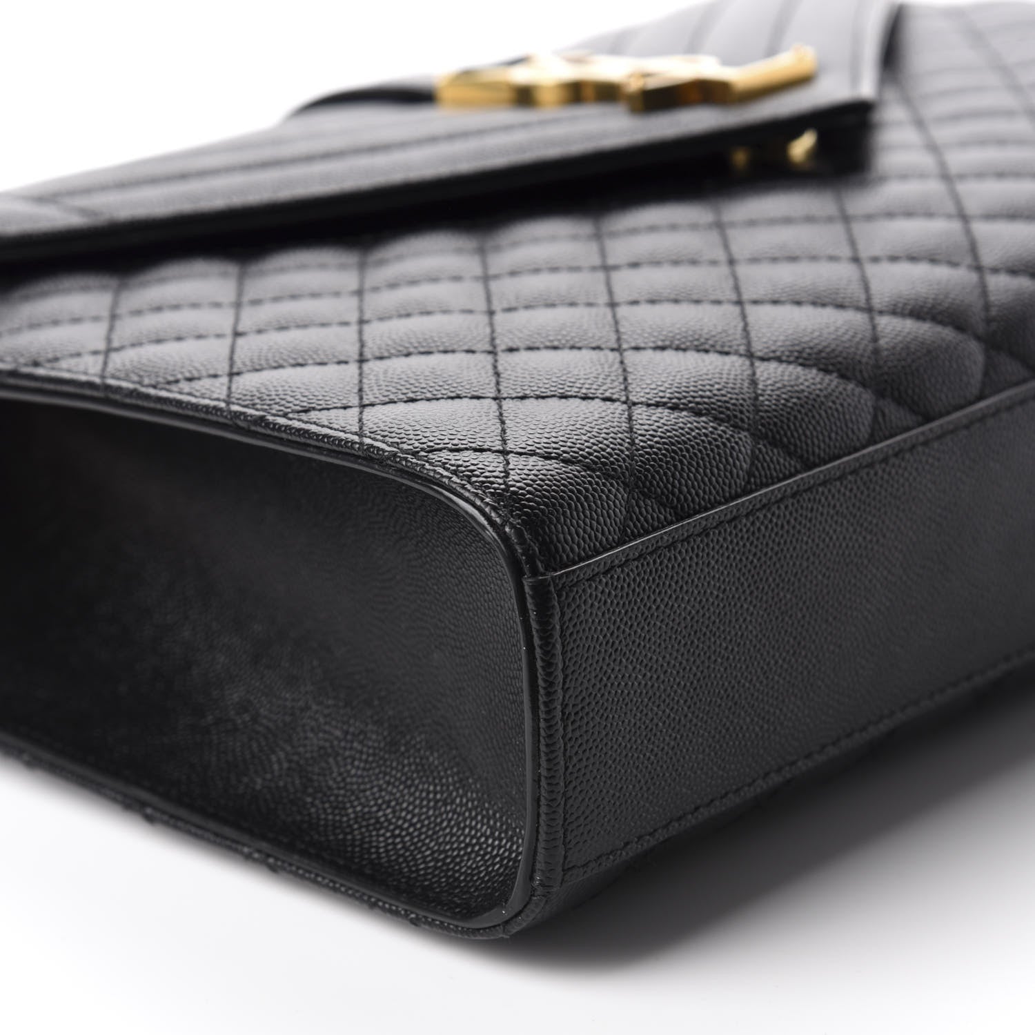 Saint Laurent Grain De Poudre Textured Mixed Matelasse Large Triquilt Monogram Satchel Black 6 of 12