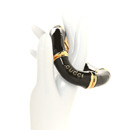 Gucci Brass Enamel Bamboo Cuff Bracelet Gold Grey 2 of 4