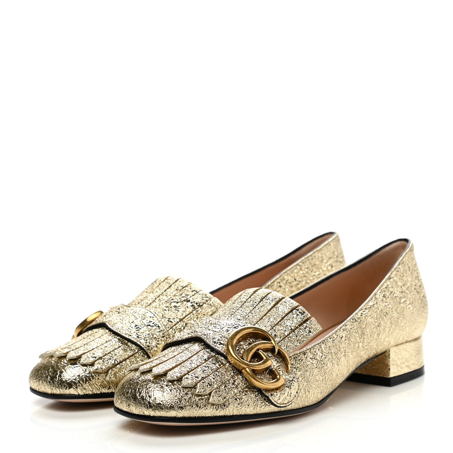 Galassia GG Marmont Fringe 25mm Loafer Pumps 35.5 Platino
