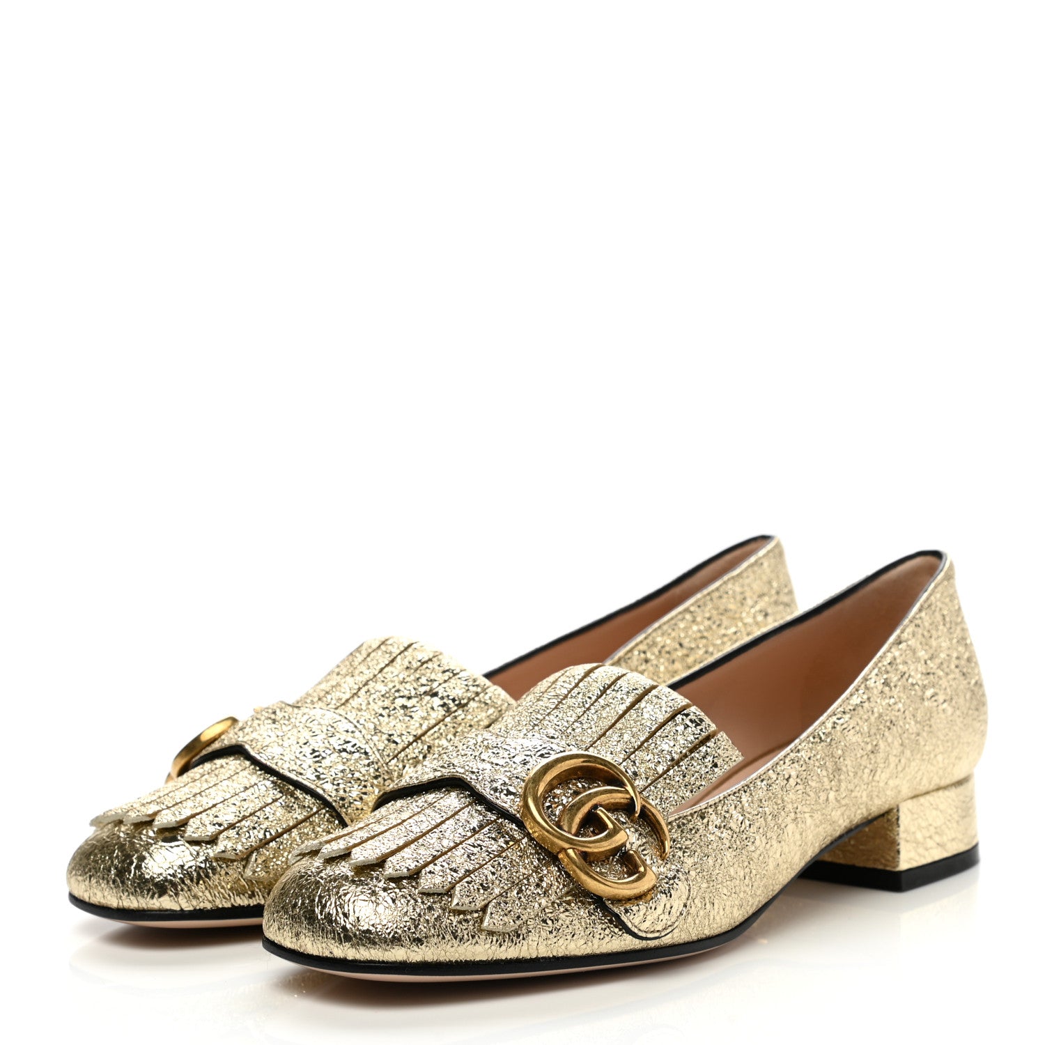 Gucci Galassia GG Marmont Fringe 25mm Loafer Pumps 35.5 Platino 3 of 8