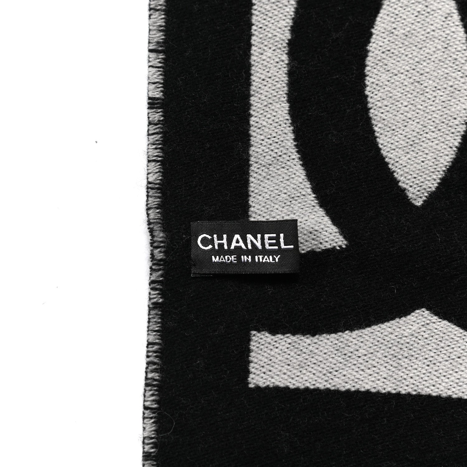 Chanel Cashmere Wool Silk CC Logo Stole Black Multicolor 3 of 4