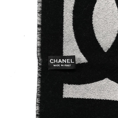 Chanel Cashmere Wool Silk CC Logo Stole Black Multicolor 3 of 4