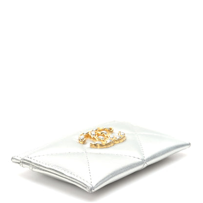 Chanel Metallic Goatskin Quilted 19 Card Holder Silver 4 of 9