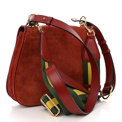 Gucci Suede Talco Roxy Calfskin Web Medium Blondie Shoulder Flap Bag Blondie Red 3 of 10