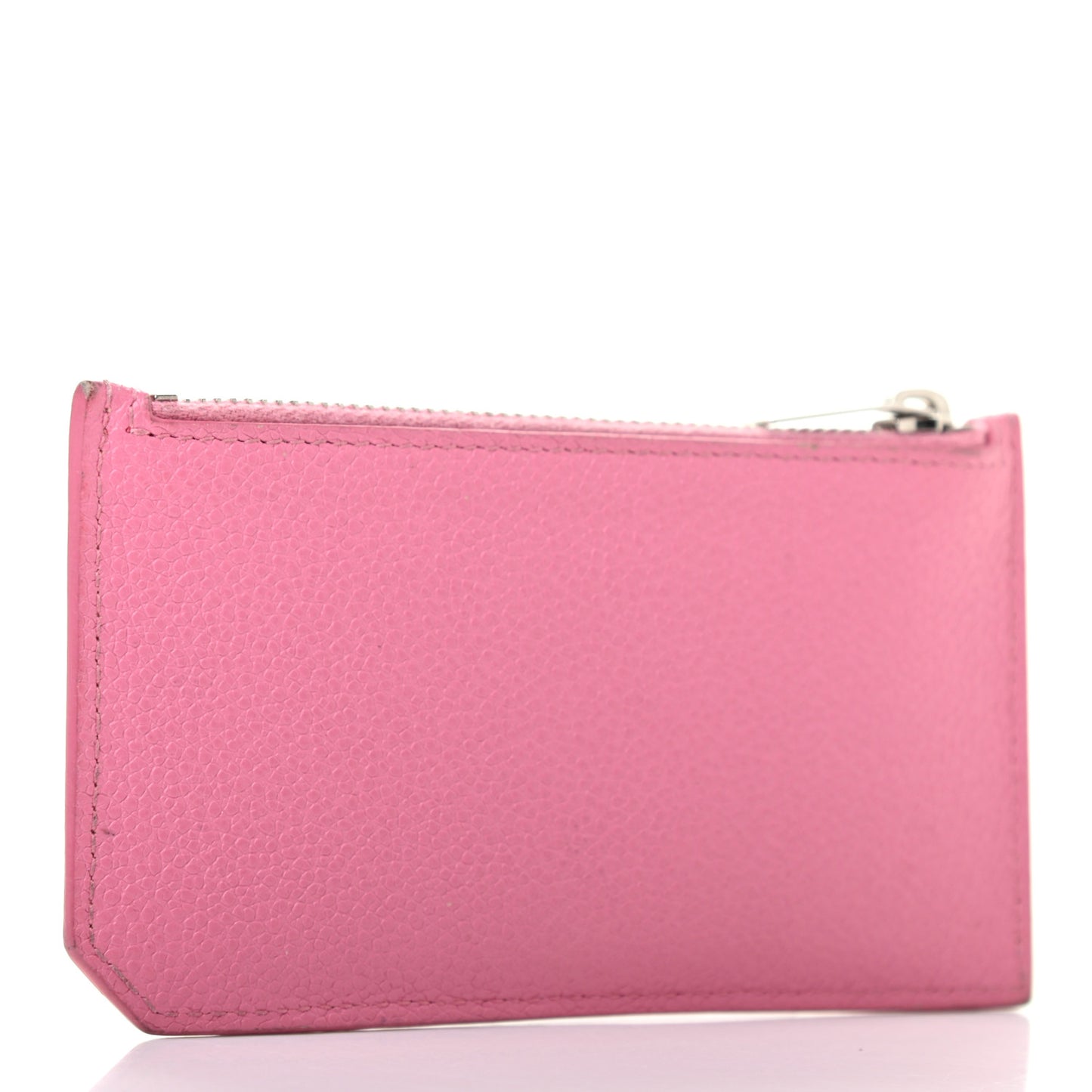 Grained Calfskin 5 Fragments Zip Pouch Card Holder Indian Pink