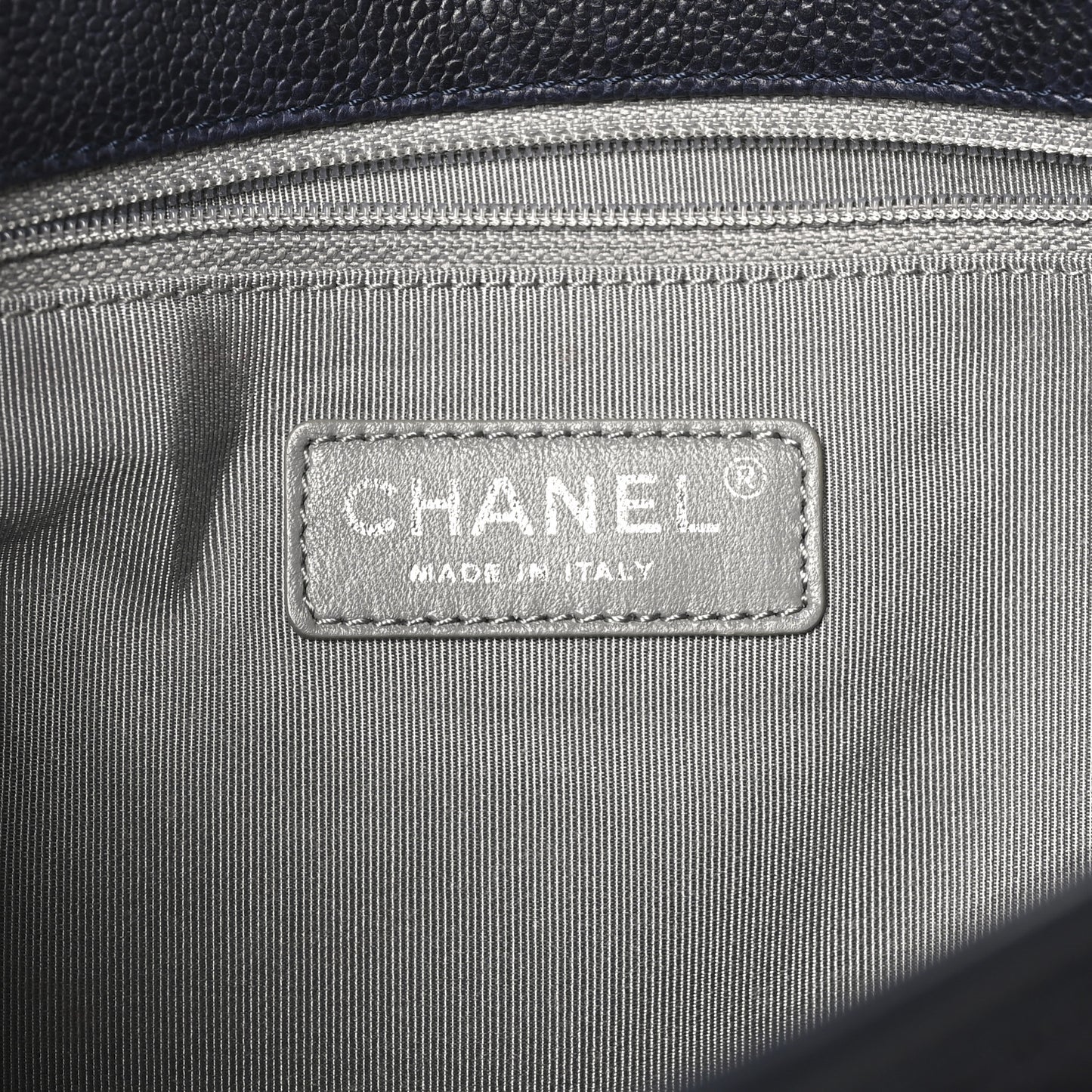 Caviar Quilted Medium French Riviera Flap Dark Navy Blue