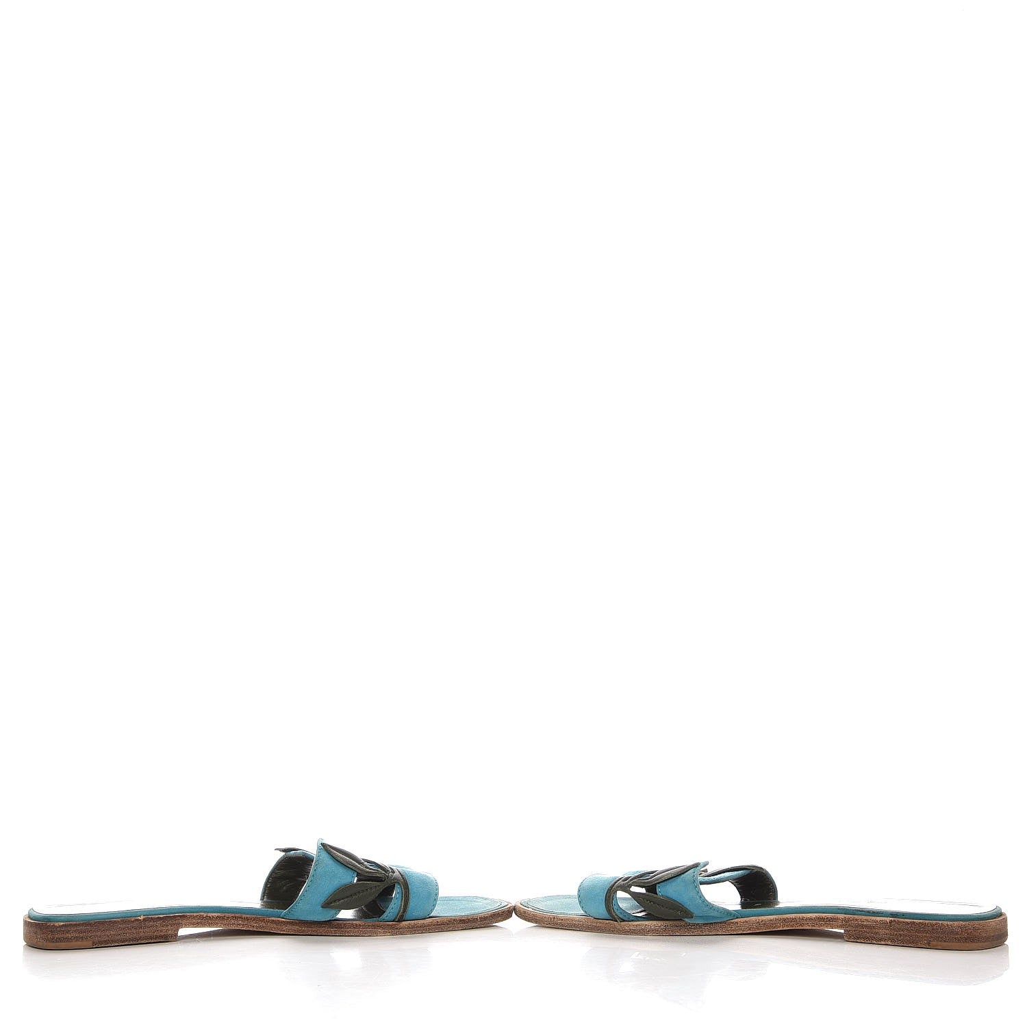 Hermes Suede Goatskin Nappa Oran Laurier Sandals 37 Bleu Thalassa Khaki 6 of 15