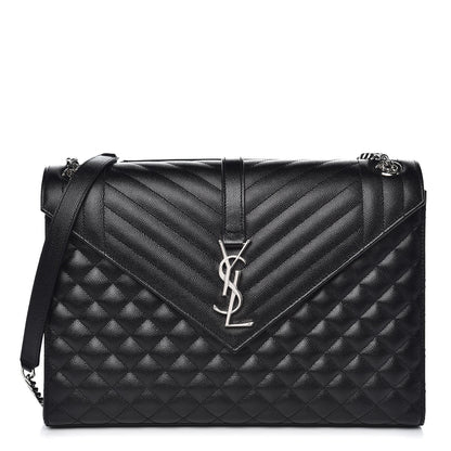 Saint Laurent Grain De Poudre Large Tri-Quilt Monogram Satchel Black 1 of 7