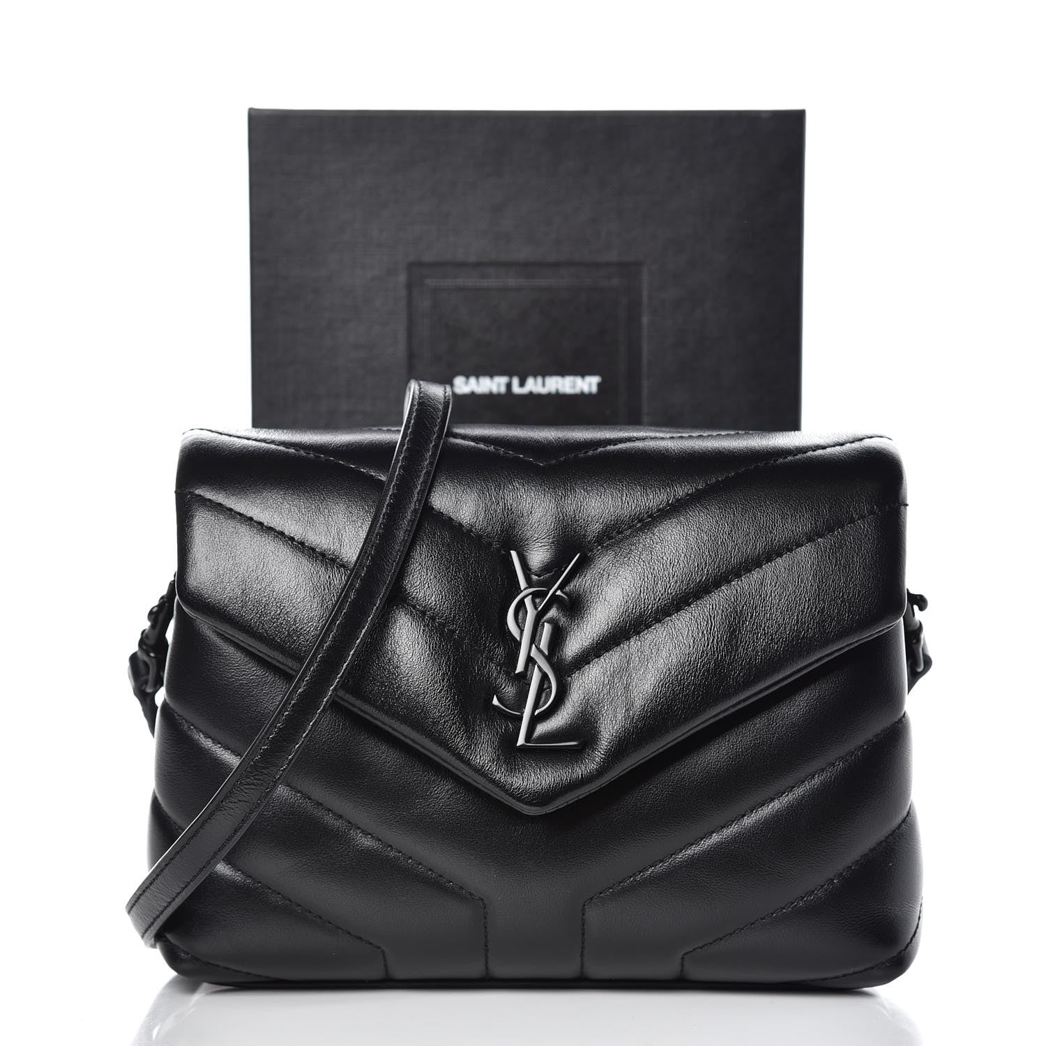 Saint Laurent Calfskin Y Quilted Monogram Toy Loulou Crossbody Bag Black 8 of 8
