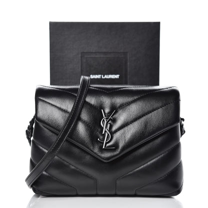 Saint Laurent Calfskin Y Quilted Monogram Toy Loulou Crossbody Bag Black 8 of 8