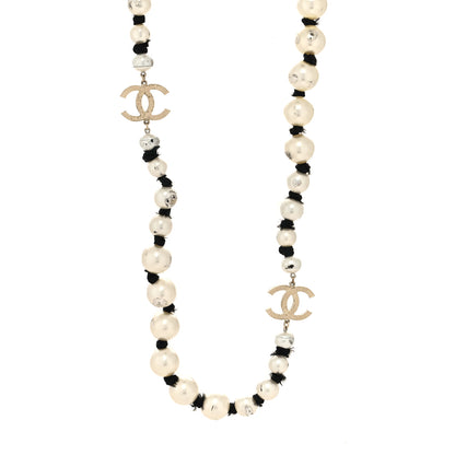 Chanel Pearl Grosgrain CC Long Necklace Gold 1 of 7