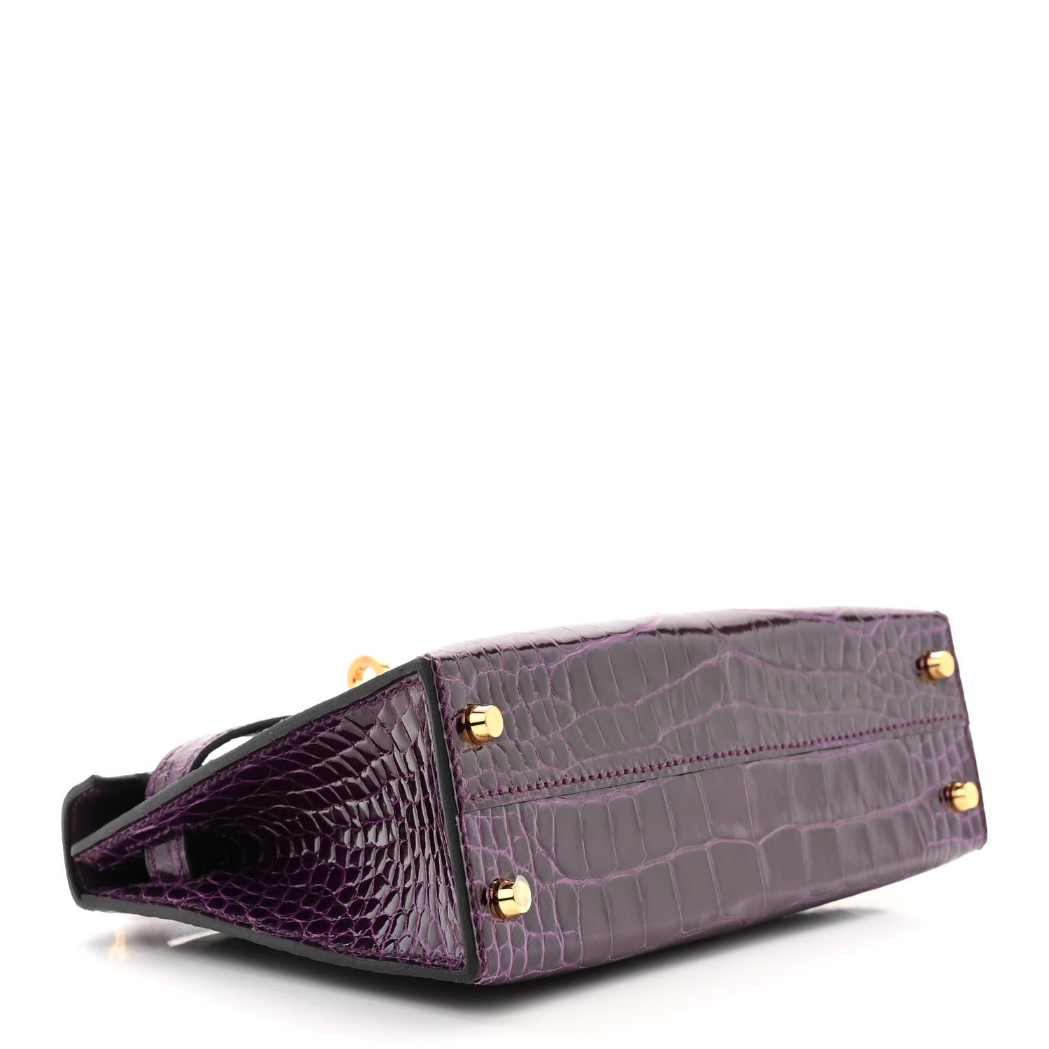 Hermes Shiny Alligator Mini Kelly Sellier 20 Cassis 4 of 10