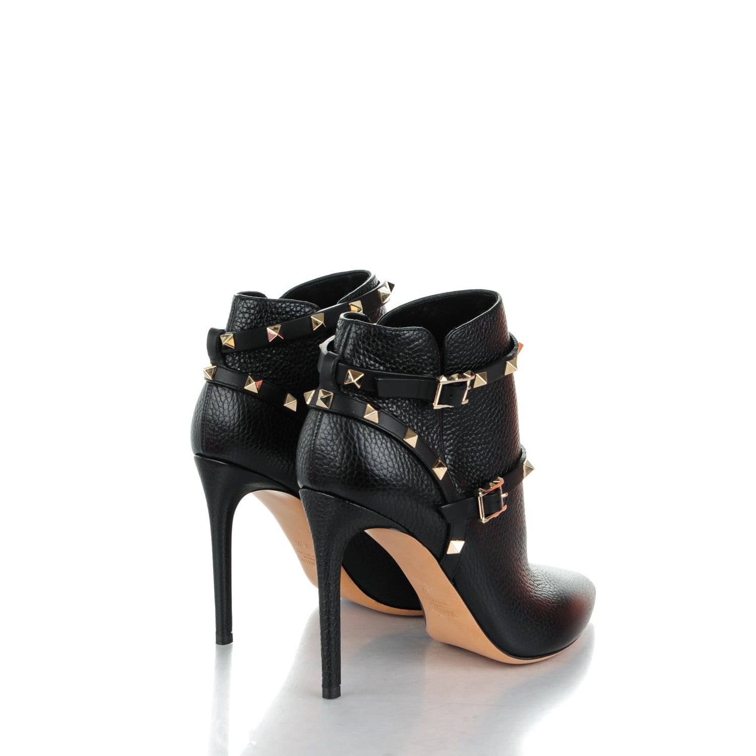 Valentino Garavani Grained Calfskin Rockstud Double Buckle 100mm Ankle Boots 38.5 Black 4 of 7