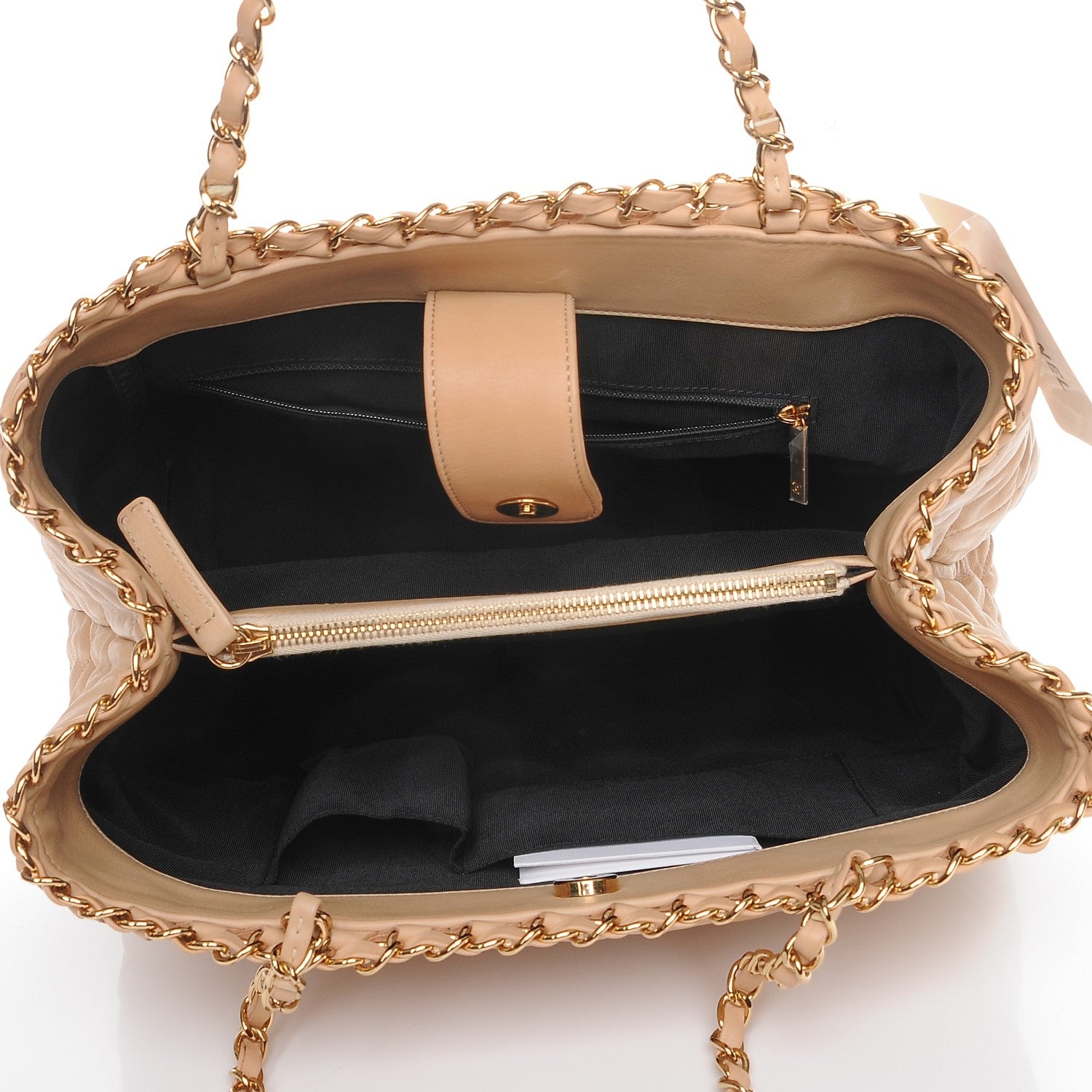 Chanel Lambskin Quilted Small Chain Me Tote Light Beige 5 of 7
