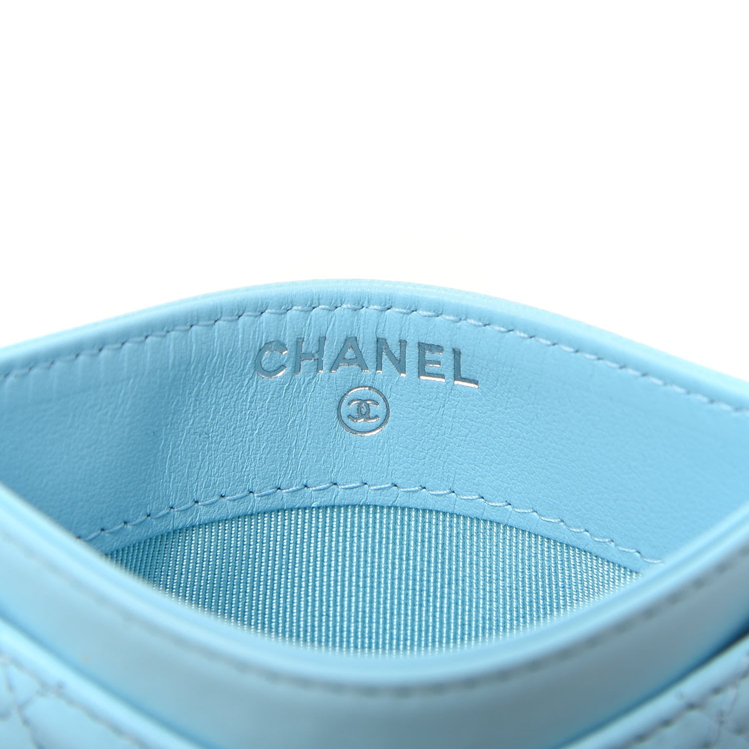 Chanel Lambskin Quilted Card Holder Neon Blue 5 of 8