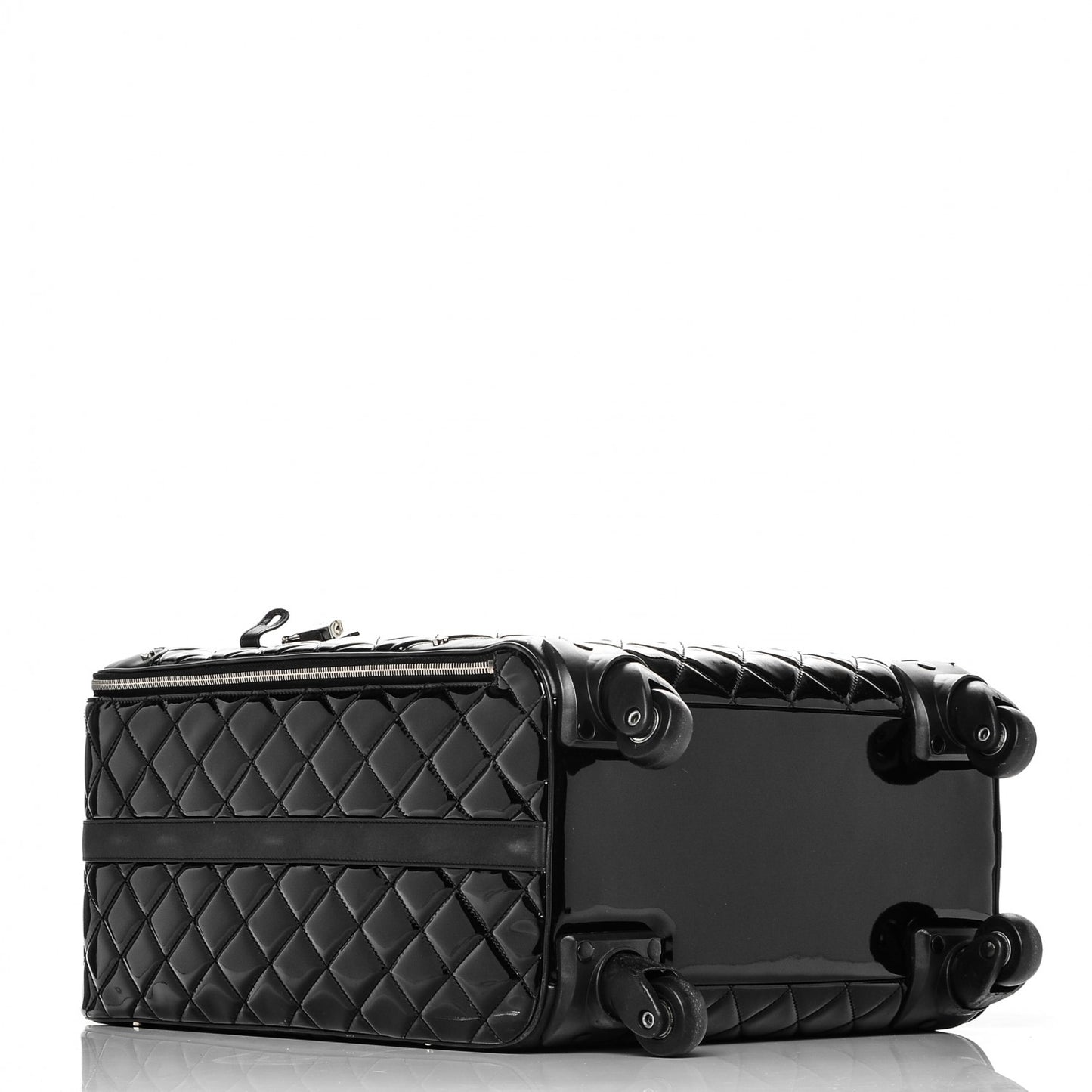 Vinyl Calfskin Quilted Trolley Rolling Luggage Black