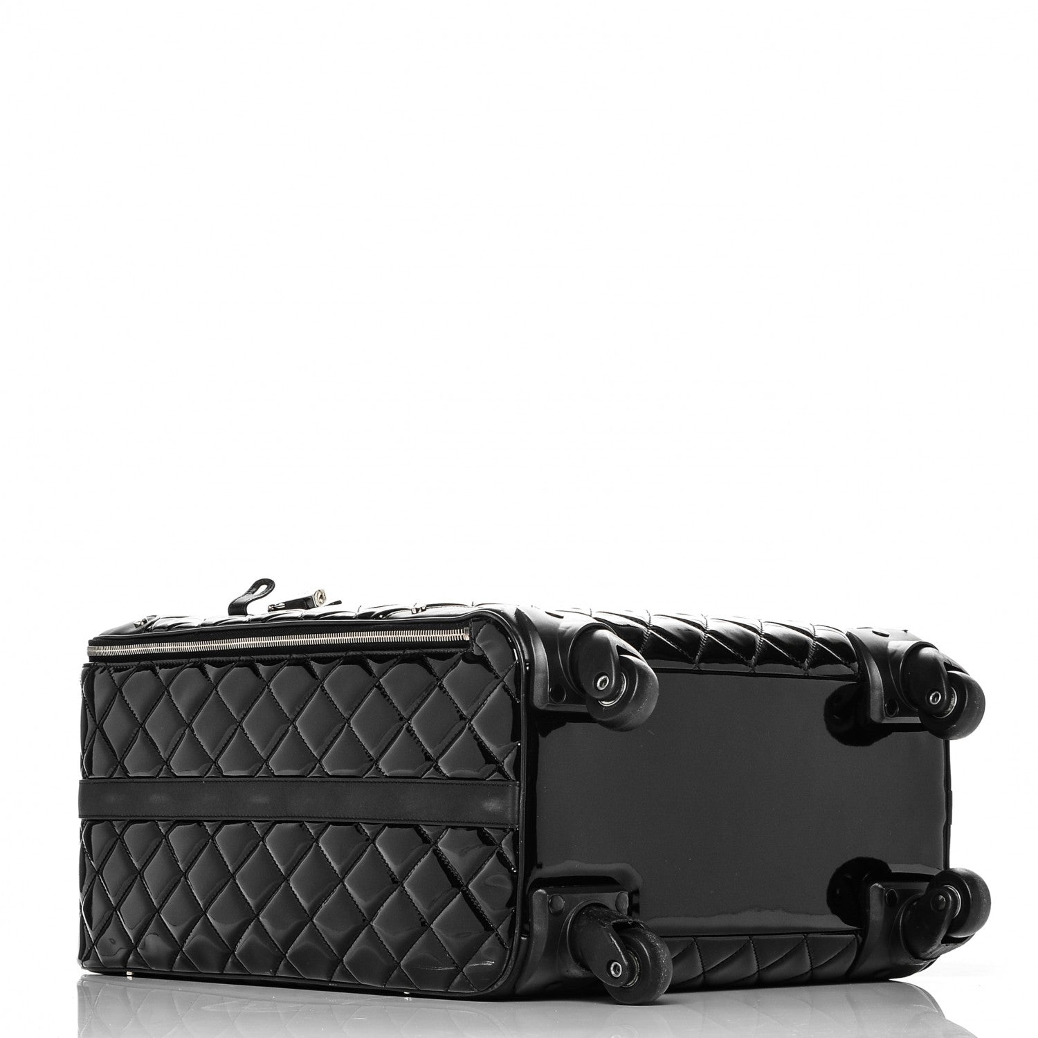 Chanel Vinyl Calfskin Quilted Trolley Rolling Luggage Black 4 of 6