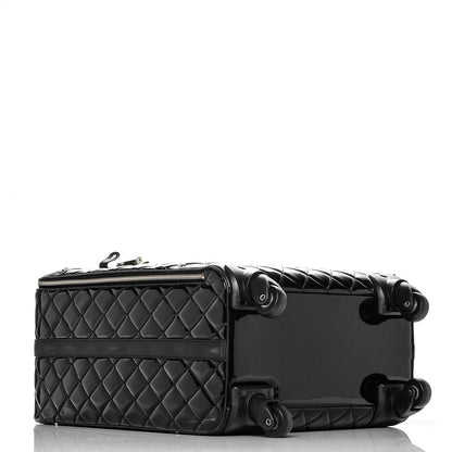 Chanel Vinyl Calfskin Quilted Trolley Rolling Luggage Black 4 of 6