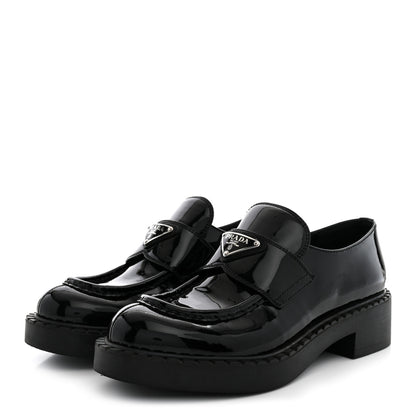 Prada Vernice Triangle 50mm Loafers 37 Black 4 of 12