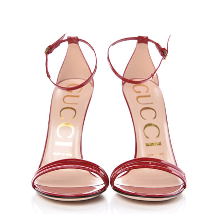 Gucci Patent Strappy Removable Sock Sandals 37 Skin Rose Hibiscus Red 4 of 12