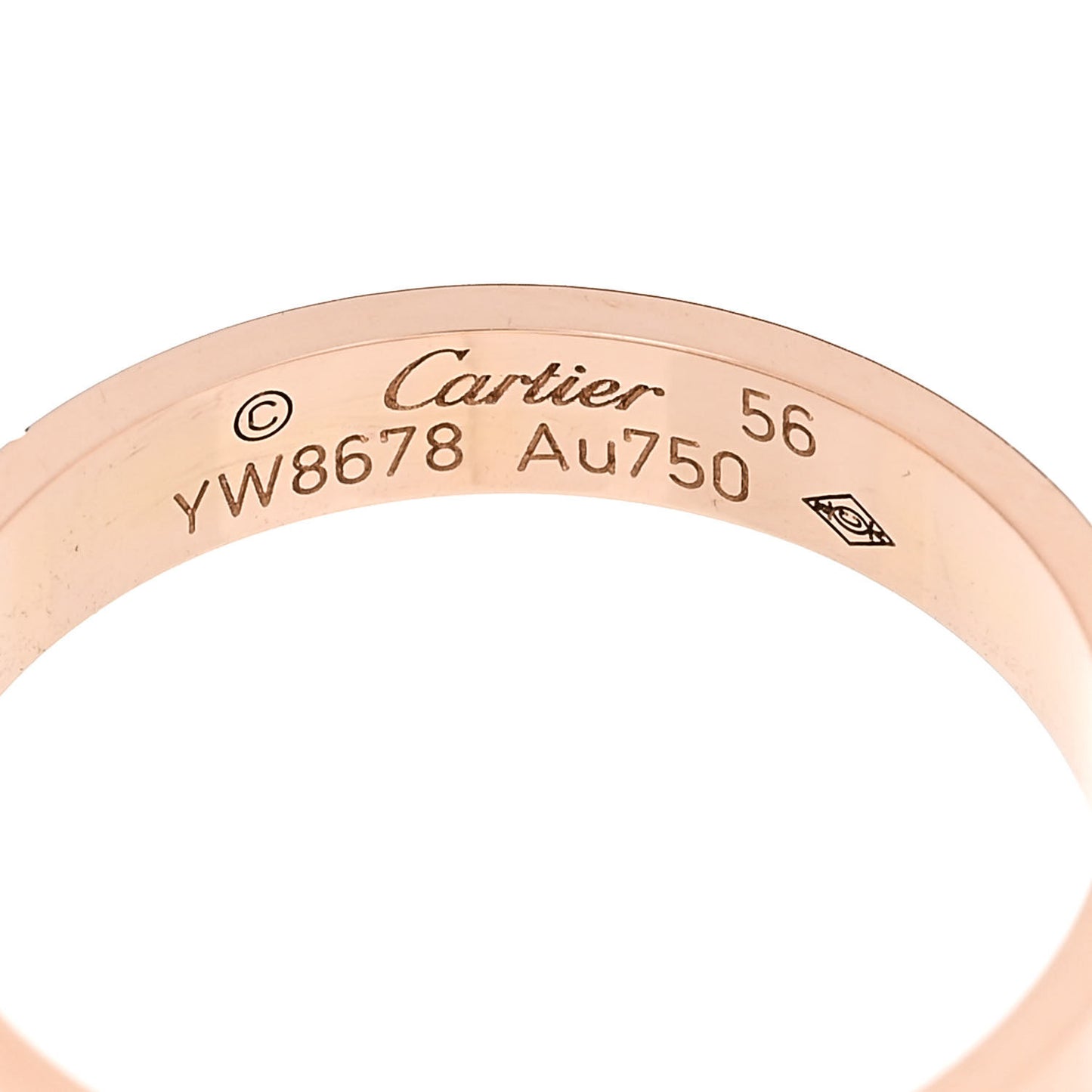 18K Pink Gold 3.5mm LOVE Wedding Band Ring 56 7.5