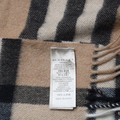 Burberry Cashmere Giant Check Fringe Scarf Camel 5 of 5