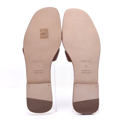 Hermes Box Calfskin Oran Sandals 38 Gold 9 of 11
