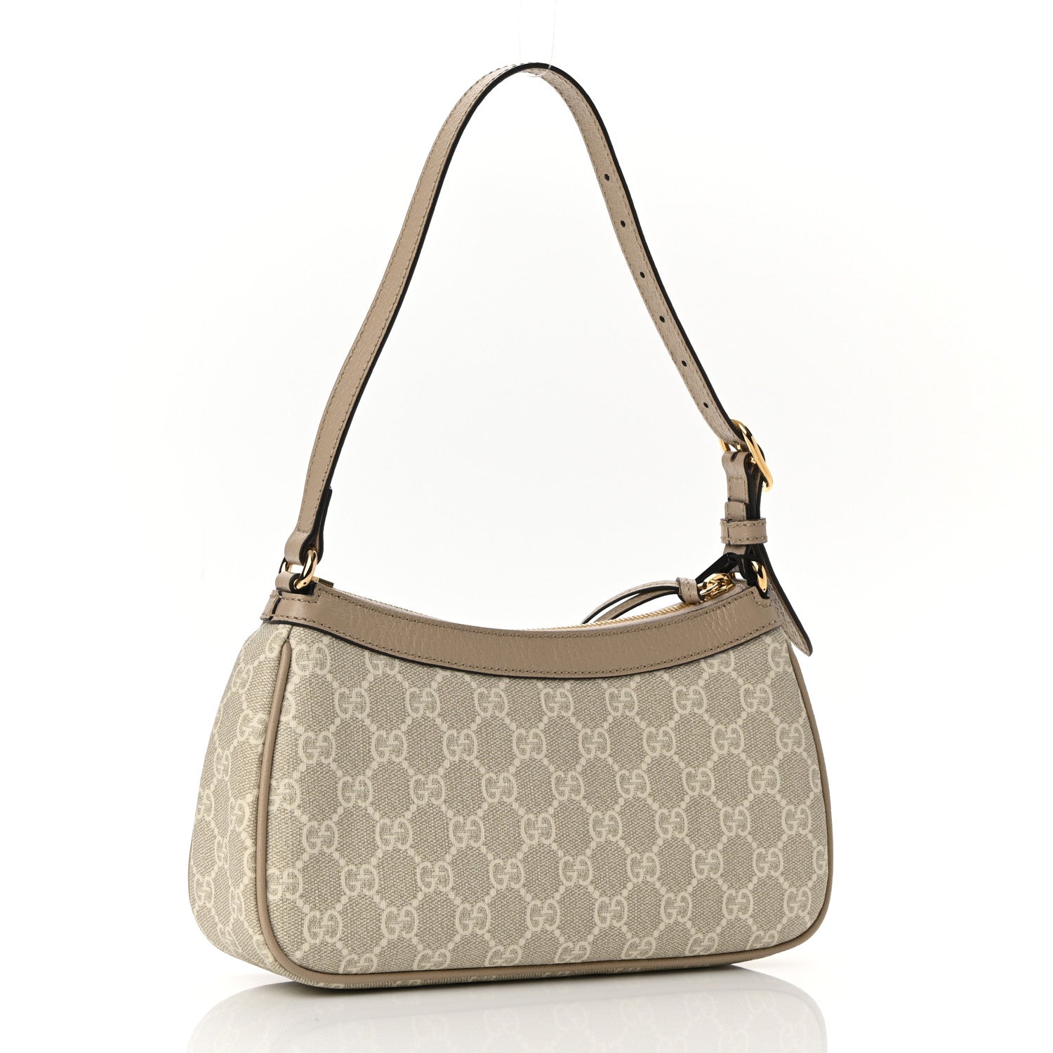 Gucci GG Supreme Monogram Textured Dollar Calfskin Small Ophidia Hobo Beige Mystic White Oatmeal 3 of 10