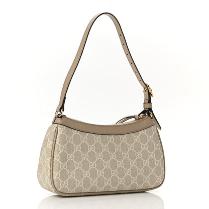 Gucci GG Supreme Monogram Textured Dollar Calfskin Small Ophidia Hobo Beige Mystic White Oatmeal 3 of 10