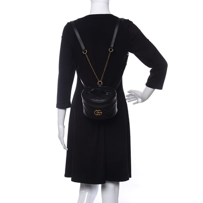 Gucci Calfskin Matelasse Mini GG Marmont Round Backpack Black 2 of 11