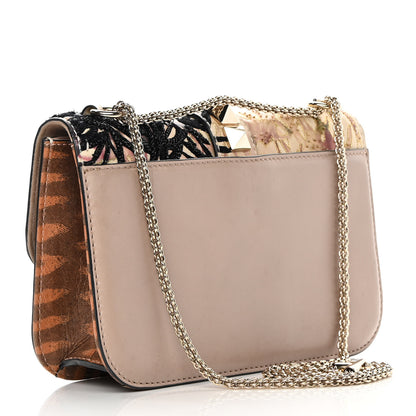 Valentino Garavani Vitello Embroidered Beaded Medium Glam Lock Rockstud Flap Beige 3 of 17