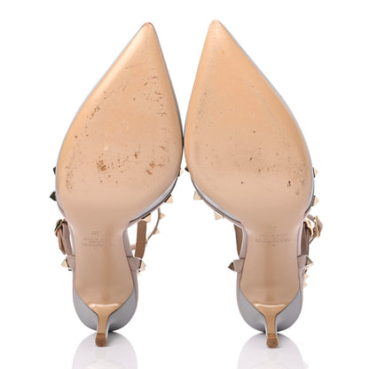 Valentino Garavani Calfskin Nappa Rockstud Ankle Strap 65mm Pumps 38 Pastel Grey Poudre 4 of 4