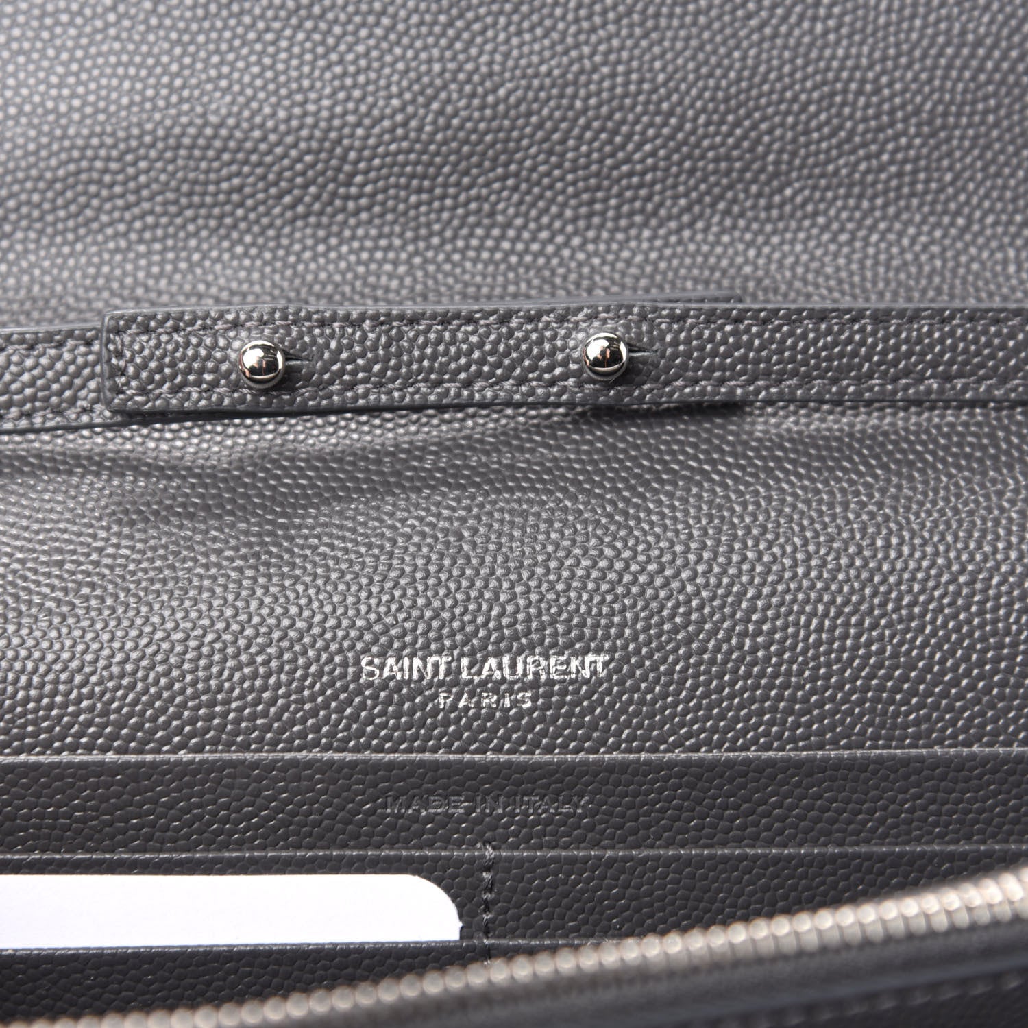 Saint Laurent Grain De Poudre Matelasse Chevron Monogram Chain Wallet Storm 8 of 10