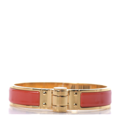 Hermes Enamel Charniere Uni Narrow Hinged Bracelet S Rouge Vermillon 1 of 4
