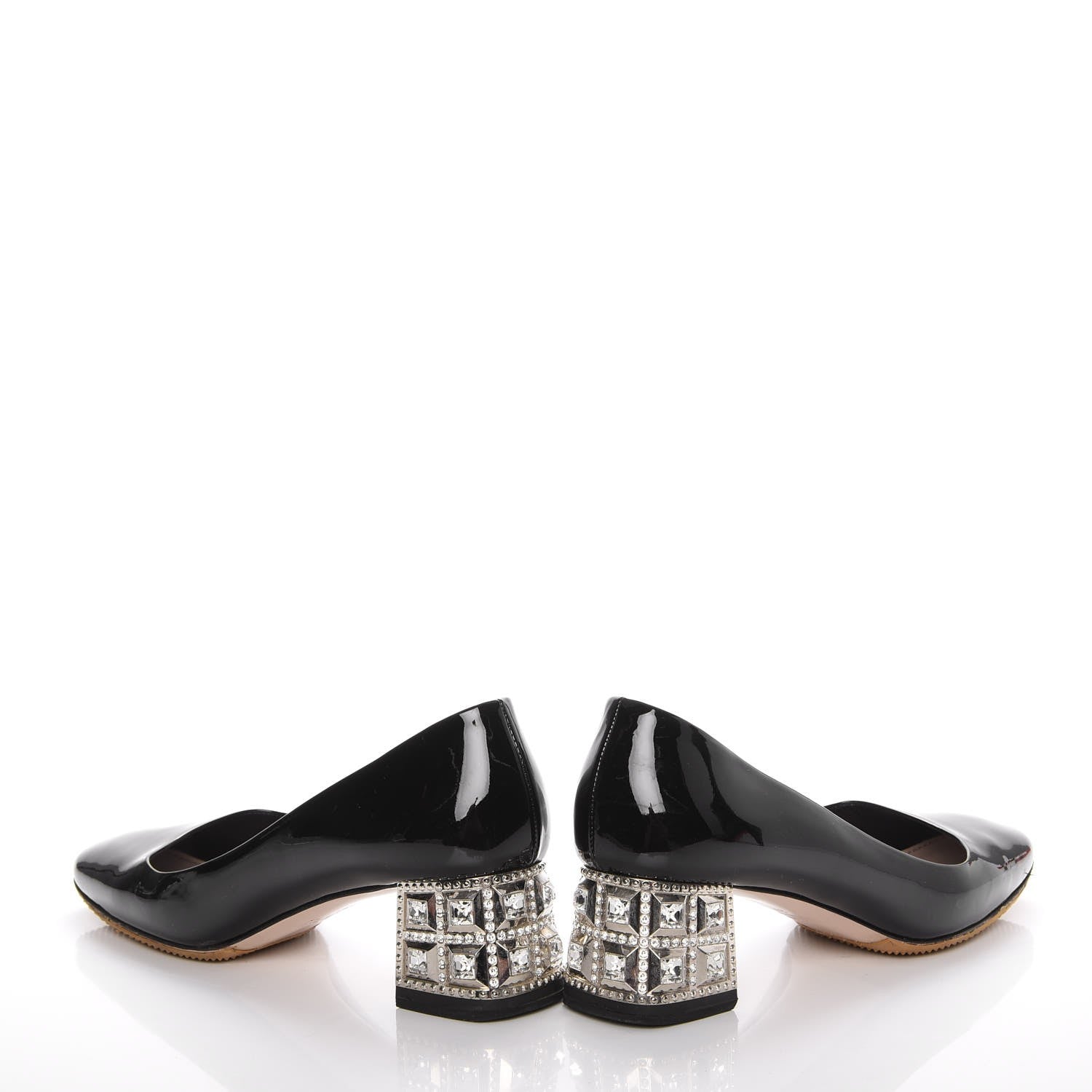 Miu Miu Patent Crystal Heel Pumps 37 Black 5 of 13