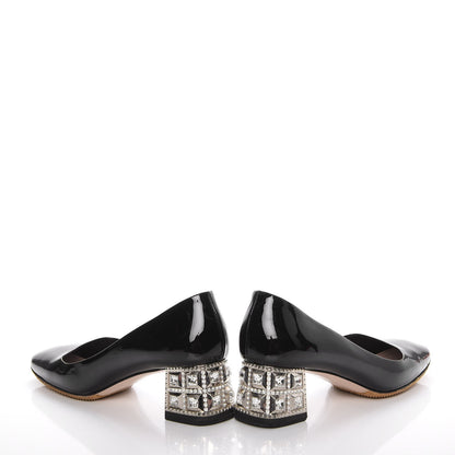 Miu Miu Patent Crystal Heel Pumps 37 Black 5 of 13