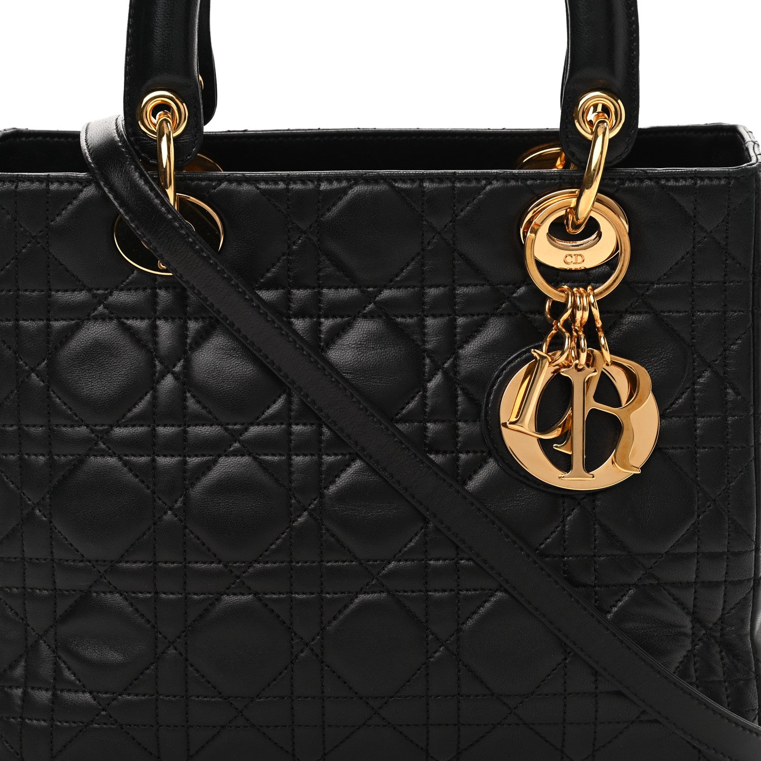 Christian Dior Lambskin Cannage Medium Lady Dior Black 8 of 13