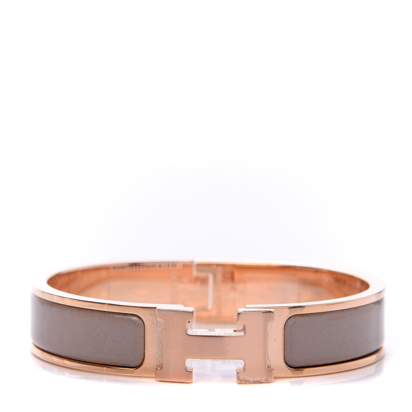 Enamel Narrow Clic Clac H Bracelet PM Marron Glace