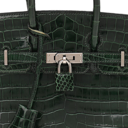 Hermes Shiny Niloticus Crocodile Birkin 25 Vert Fonce 8 of 11