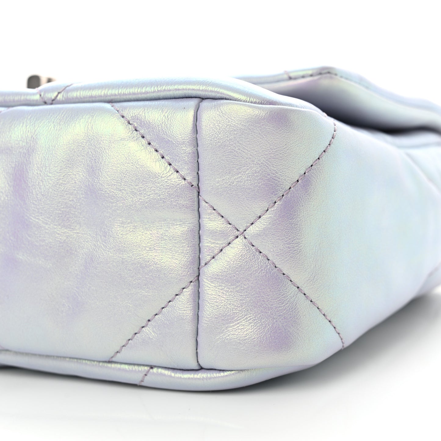 Iridescent Calfskin Quilted Medium Chanel 19 Flap Light Purple Blue